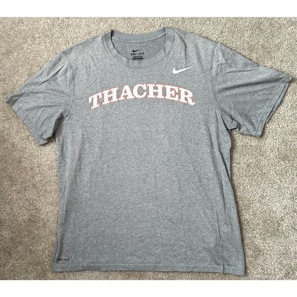 Nike Shirt Gray Swoosh Thatcher Dri Fit Short Sleeve T-shirt Men’s Size Large - Picture 1 of 10